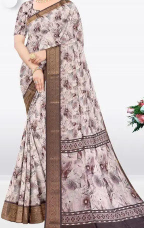 Floral Digital Print Dola Silk Saree