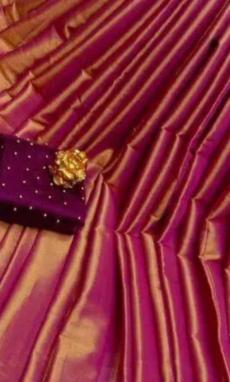 Elegant Cotton Silk Orange Saree