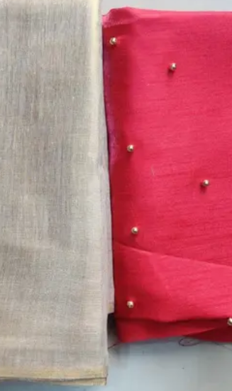 Elegant Cotton Silk Orange Saree