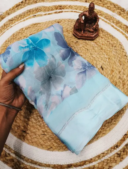 SATIN JARI DIGITAL PRINT DESIGN SAREE