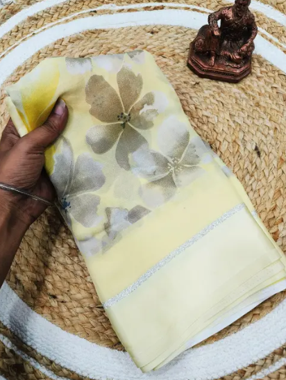 SATIN JARI DIGITAL PRINT DESIGN SAREE