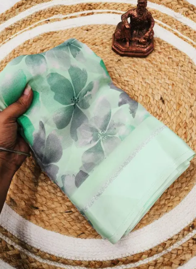 SATIN JARI DIGITAL PRINT DESIGN SAREE