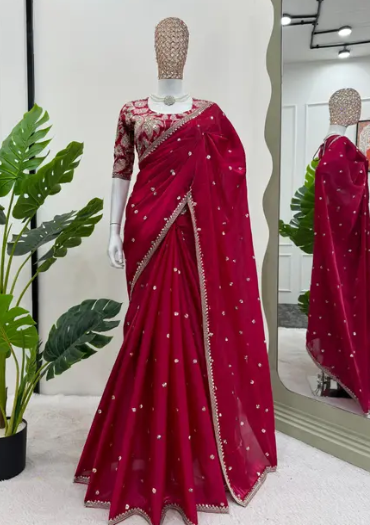 Designer Embroidered Silk Saree