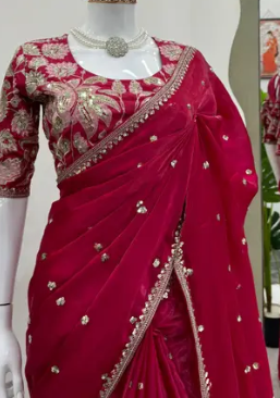 Designer Embroidered Silk Saree