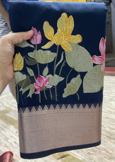 Banarasi Embroidery Cotton Silk Saree