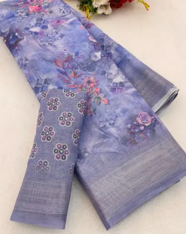 Cotton Linen Digital Print Saree