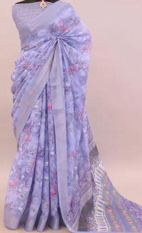 Cotton Linen Digital Print Saree