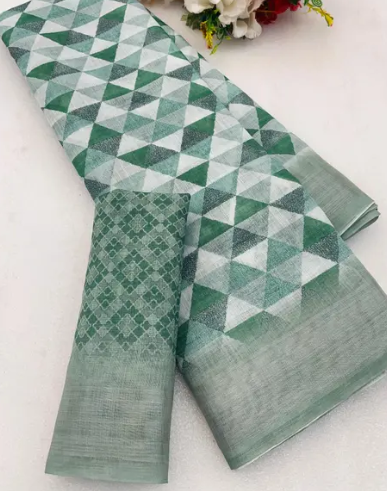 Cotton Linen Digital Print Saree
