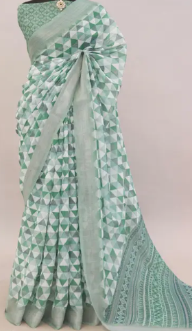 Cotton Linen Digital Print Saree
