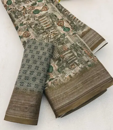 Cotton Linen Digital Print Saree