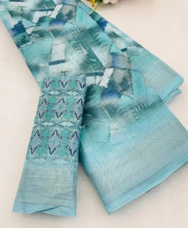 Cotton Linen Digital Print Saree