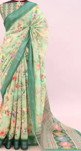 Cotton Linen Digital Print Saree