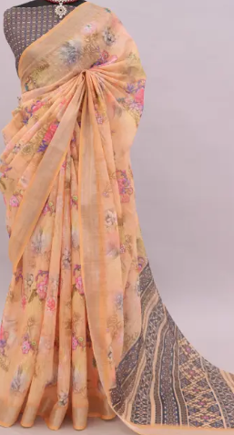 Cotton Linen Digital Print Saree