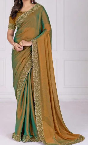 S YELLOW Art Silk Embellished Saree