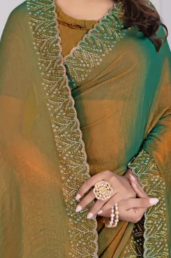 S YELLOW Art Silk Embellished Saree