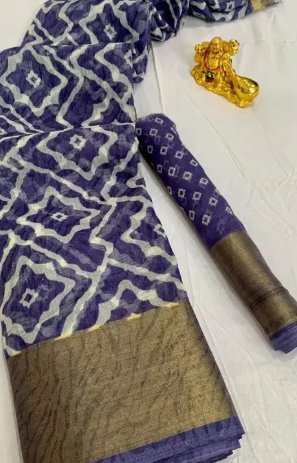 Beautiful Attractive Printed Cotton Blend Saree
