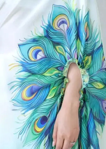 Digital Print Free Hand Satin Silk Saree