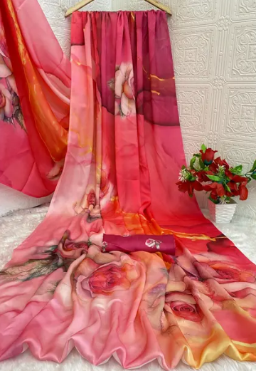 Satin Digital Print Saree