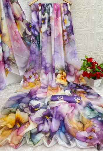 Satin Digital Print Saree