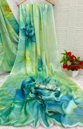 Satin Digital Print Saree
