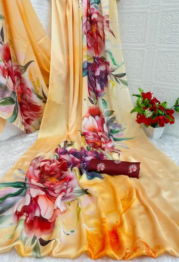 Satin Digital Print Saree