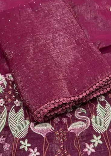 Fancy Designer Chiffon Tissue Saree