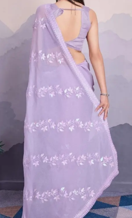Women's Soft Shimmer Chiffon Embroidered Sarees