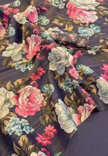 Soft Gold Erode Silk Digital Print Saree