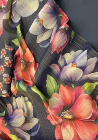 Soft Gold Erode Silk Digital Print Saree