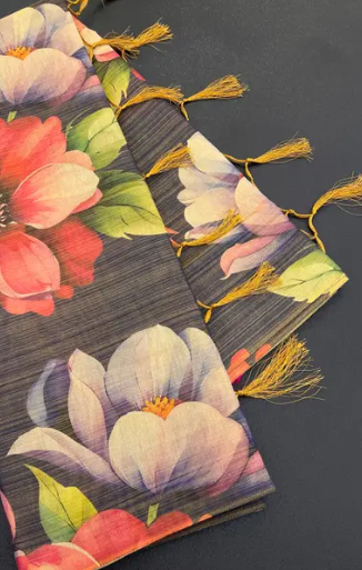 Soft Gold Erode Silk Digital Print Saree