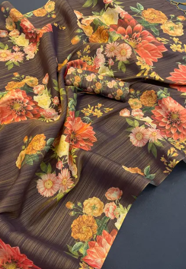 Soft Gold Erode Silk Digital Print Saree