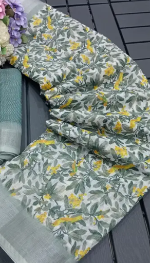 Linen Cotton Digital Print Saree