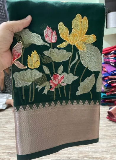 Banarasi Embroidery Cotton Silk Saree