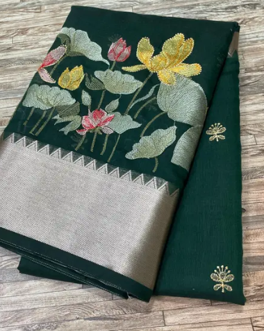 Banarasi Embroidery Cotton Silk Saree
