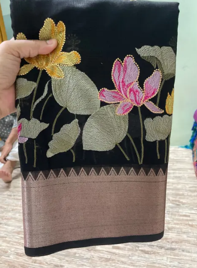 Banarasi Embroidery Cotton Silk Saree