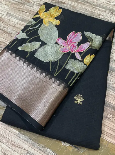 Banarasi Embroidery Cotton Silk Saree
