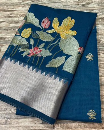 Banarasi Embroidery Cotton Silk Saree