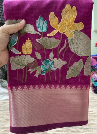 Banarasi Embroidery Cotton Silk Saree