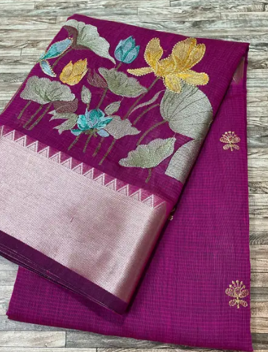 Banarasi Embroidery Cotton Silk Saree