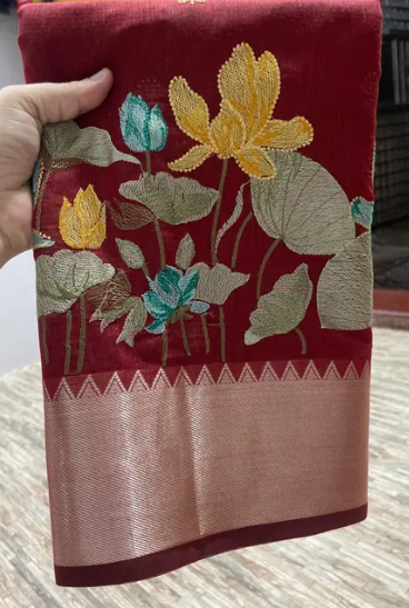 Banarasi Embroidery Cotton Silk Saree