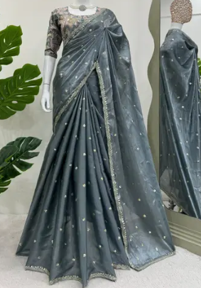 Designer Embroidered Silk Saree