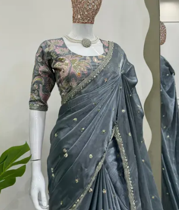 Designer Embroidered Silk Saree
