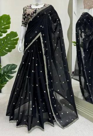 Designer Embroidered Silk Saree