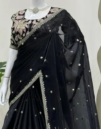 Designer Embroidered Silk Saree