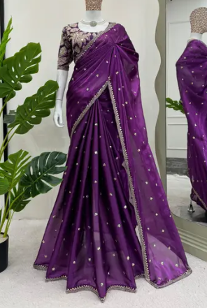 Designer Embroidered Silk Saree
