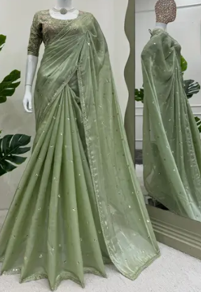 Designer Embroidered Silk Saree
