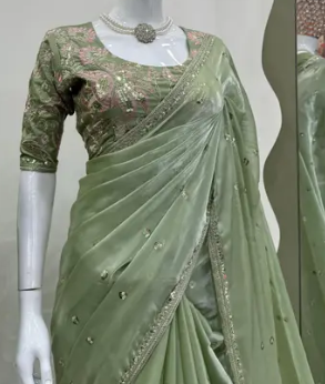 Designer Embroidered Silk Saree